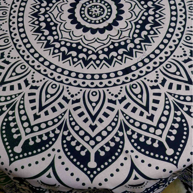 Norayr Floral 100% Cotton Round Tablecloth, Green
