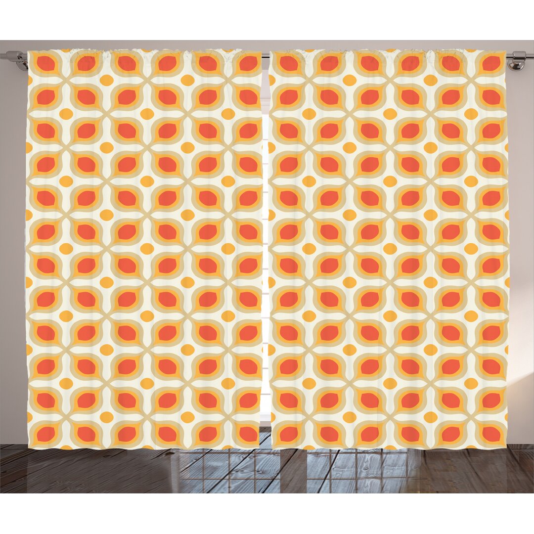 Rustikaler Vorhang, 70er Boho Geometric, Jahrgang, Orange Creme