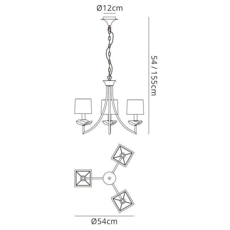Akira AB Chandelier, 3 Light