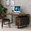 Bureau de direction rectangulaire en bois massif noyer avec tiroirs-1941114790