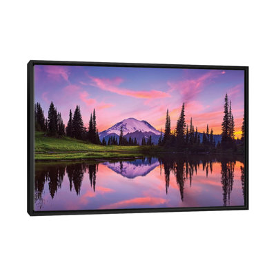" Usa, Washington State, Mt. Rainier National Park. Tipsoo Lake Panoramic at Sunset " Color Photography Print