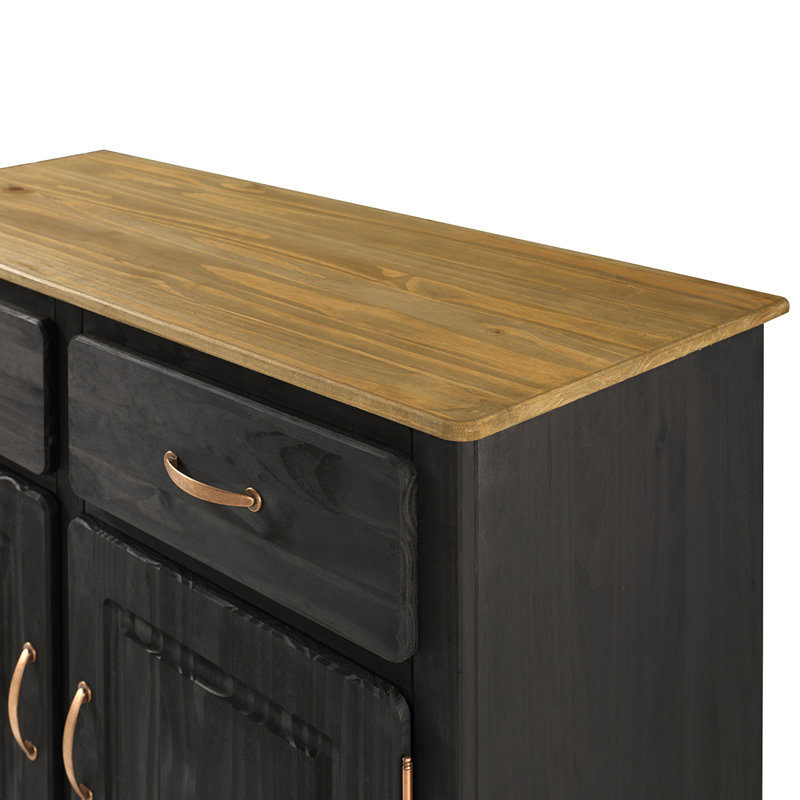 Wellingborough 39.37'' Solid Wood Sideboard, Black