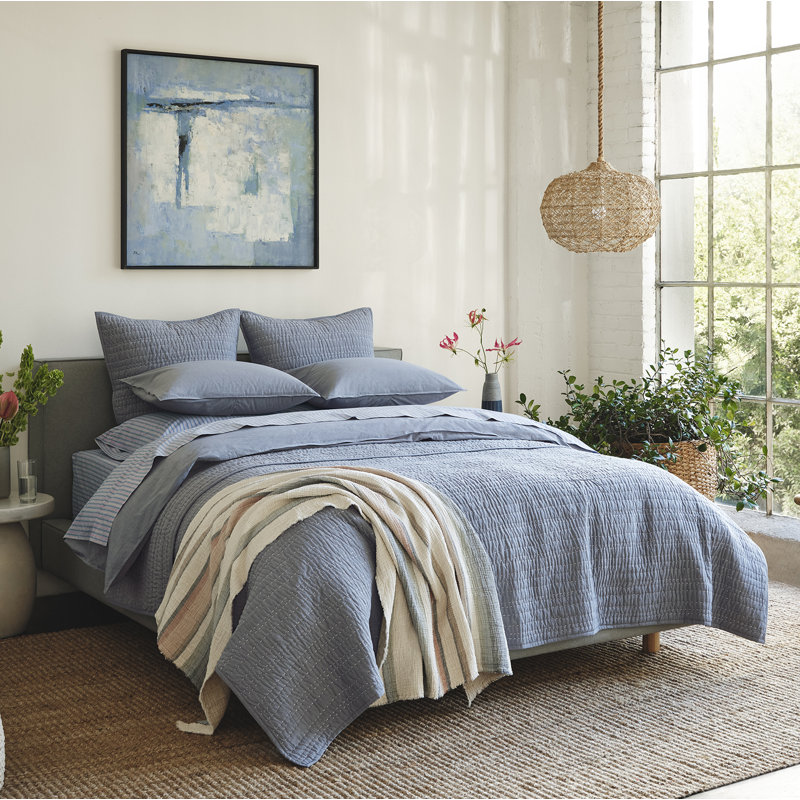 Channel Handstitched Organic Sham, Praline Chambray
