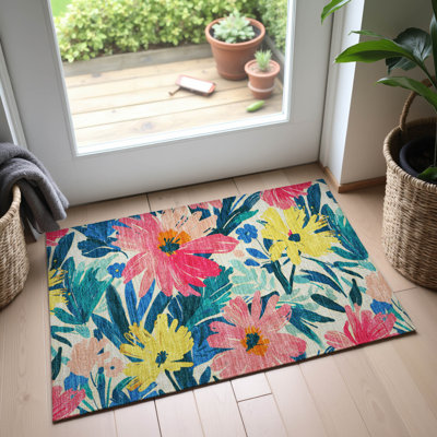 Tapis floral de qualité supérieure lavable à la machine Elize AMF1481
