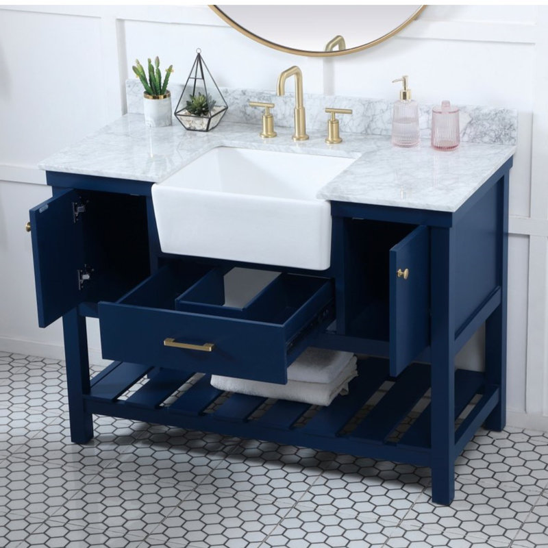 Meuble-lavabo simple 48 po avec dosseret Pelaghia, Bleu