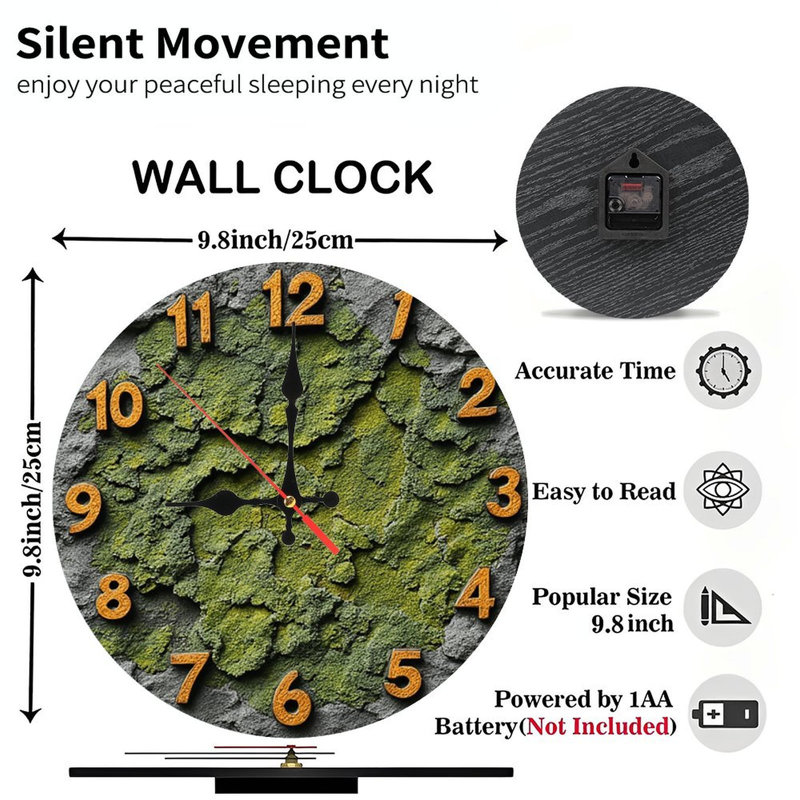 Horloge murale texturée Moss