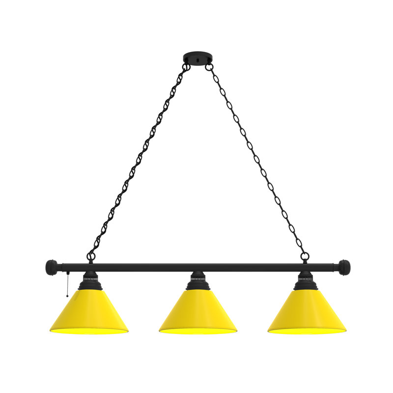 Luminaire suspendu 3 lumières pour table de billard, Noir, Jaune