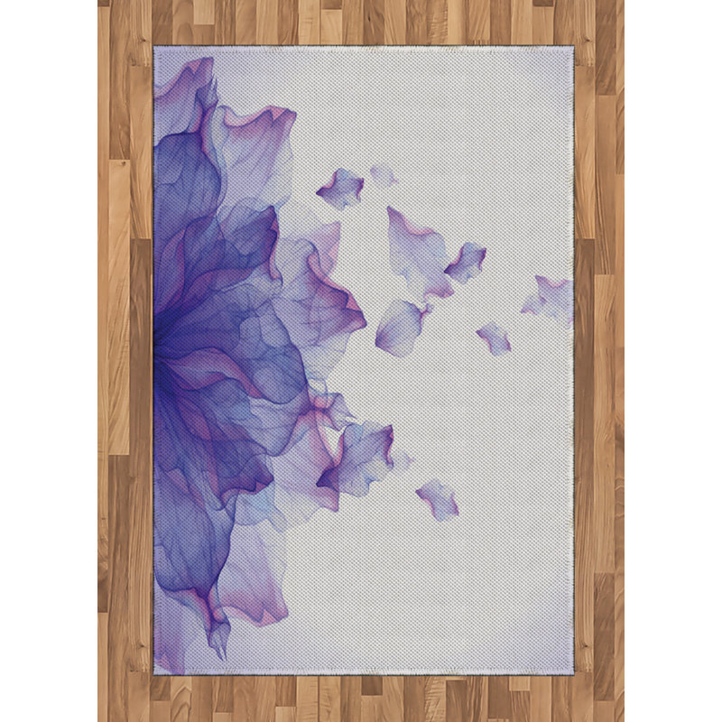 Flower High Density Long Fiber Poly Threads Decorative Area Rug Carpet, Rectangle 4' x 5'8"