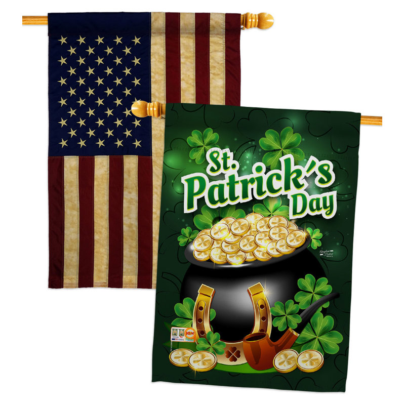 Double Sided 40 in. H x 28 in. W Polyester St. Patrick's Day House Flag
