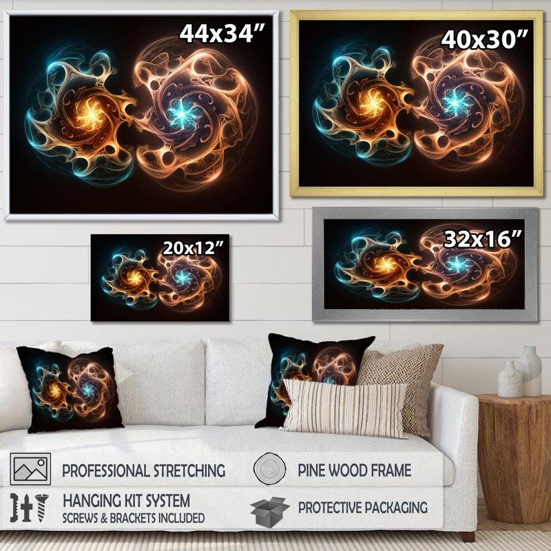 Quantum Twin Flames I - impression, Cadre doré à une seule photo, H 30 po x l 40 po x P 1,5 po