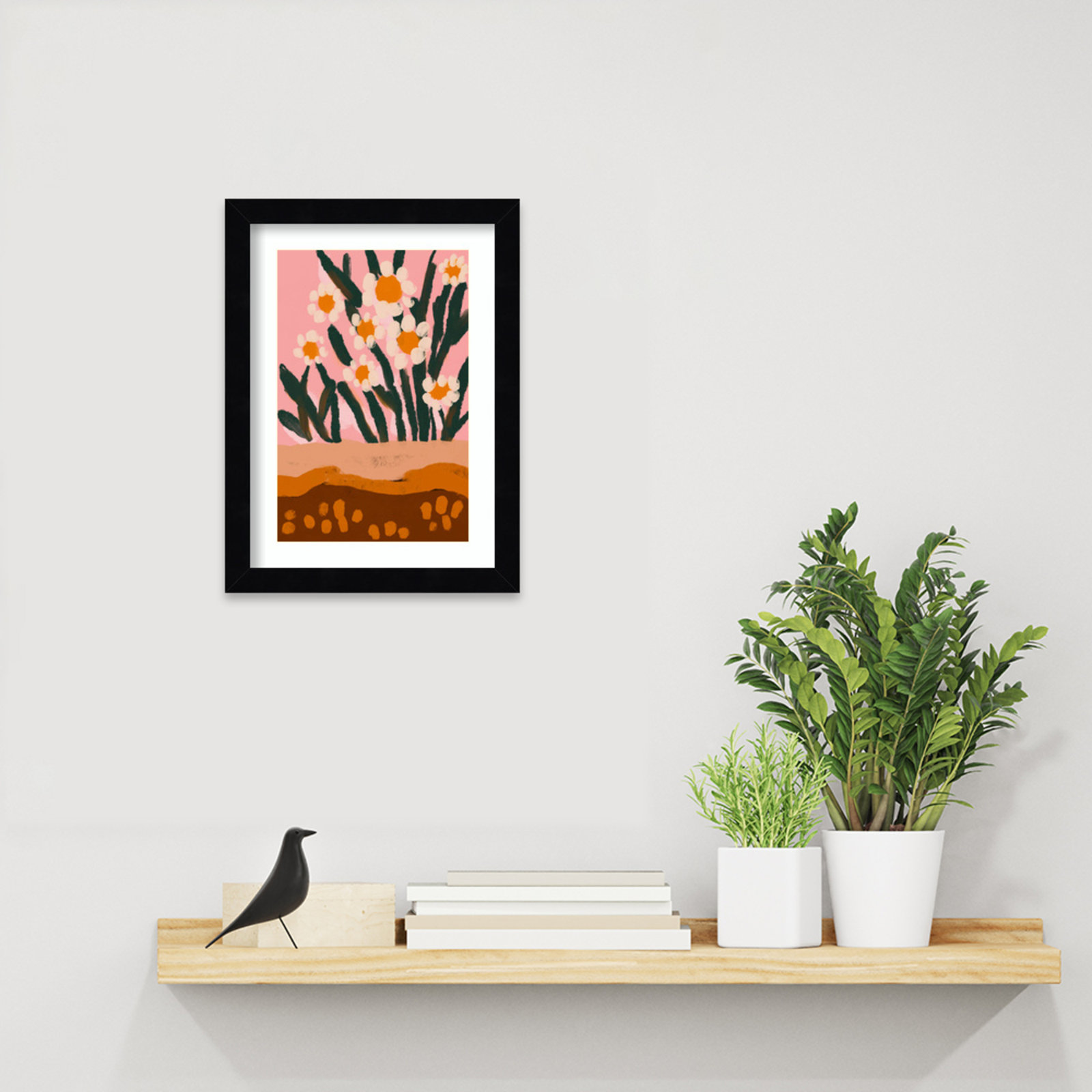 Galya "Pastel Flower Impression No 3" Print, 13" H x 10" W, Black