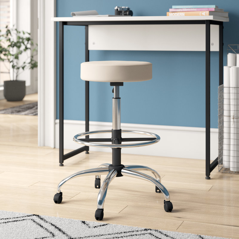 Huckstep Adjustable Height Lab Stool with Footrest, Beige