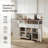 Farmhouse Kitchen Island with Bead Drape, Power Outlet, Drop Leaf & Hidden Wheels, Black-1053968747