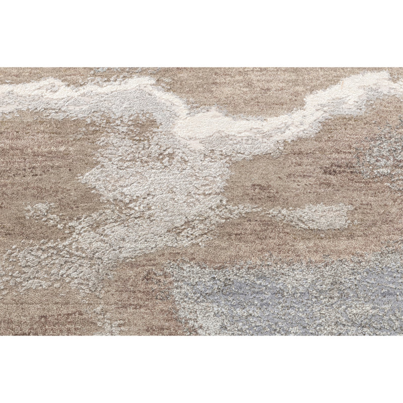 Tapis beige et gris clair de haute qualité noué à la main, Rectangle 5' x 8'