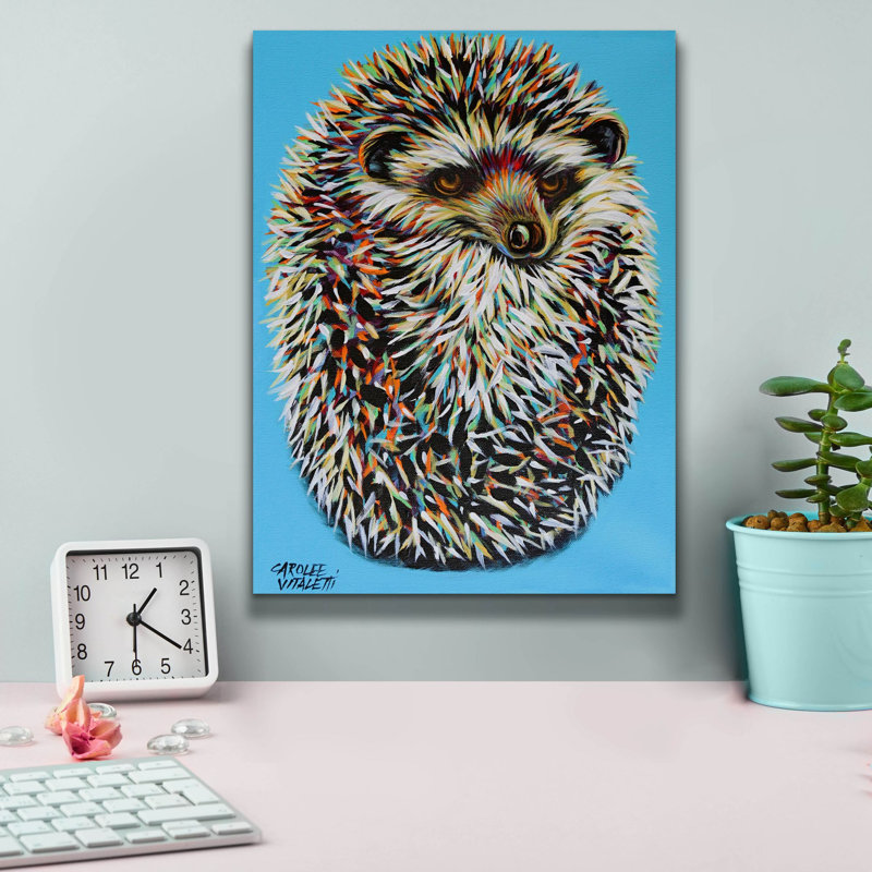 «Blue Hedgehog» par Carolee Vitaletti, art mural sur toile, H 16 po x l 12 po x P 0,75 po