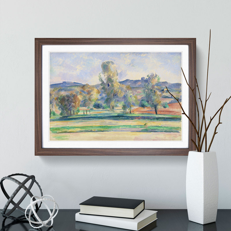 Autumn Landscape by Paul Cezanne - Picture Frame Painting, Walnut, 36cm H x 48cm W x 2cm D