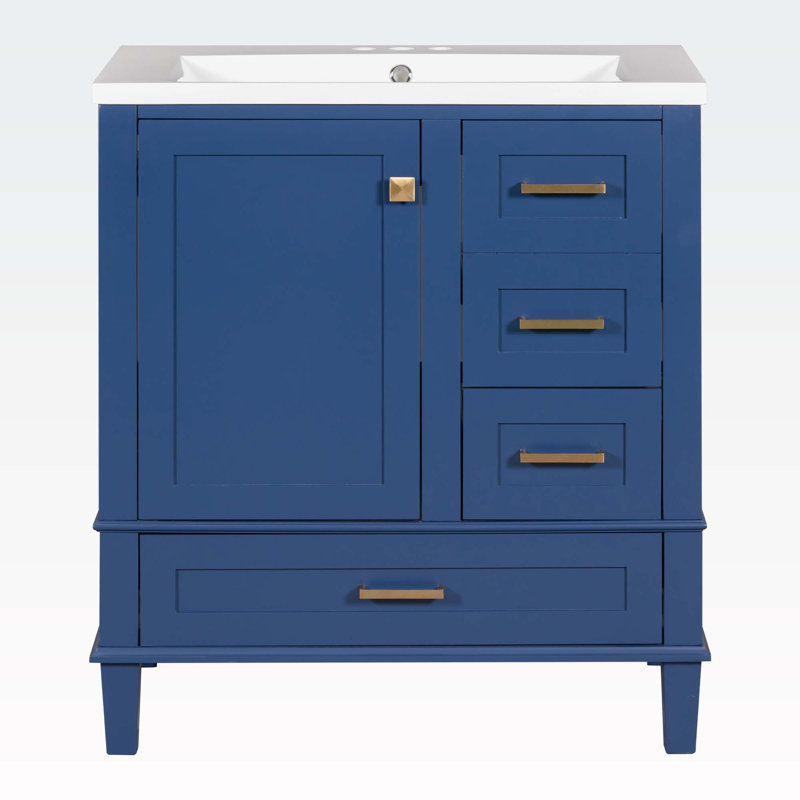 Dellene 30'' Single Bathroom Vanity with Wood Top