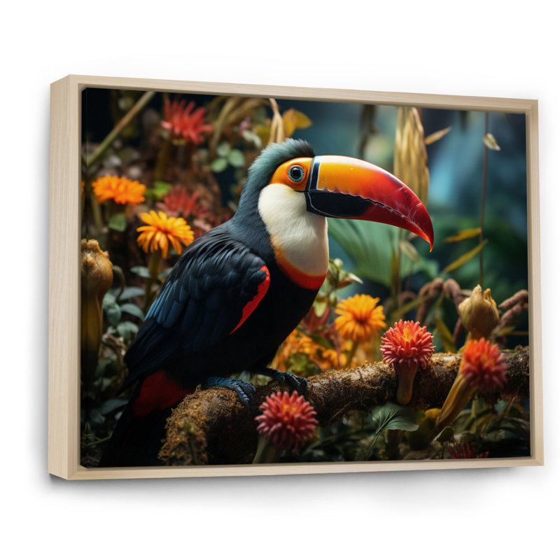 Toco Toucan South America Jungle Symphony I - Animals Wall Decor, H 30 po x l 40 po x P 1,5 po, Cadre naturel flottant