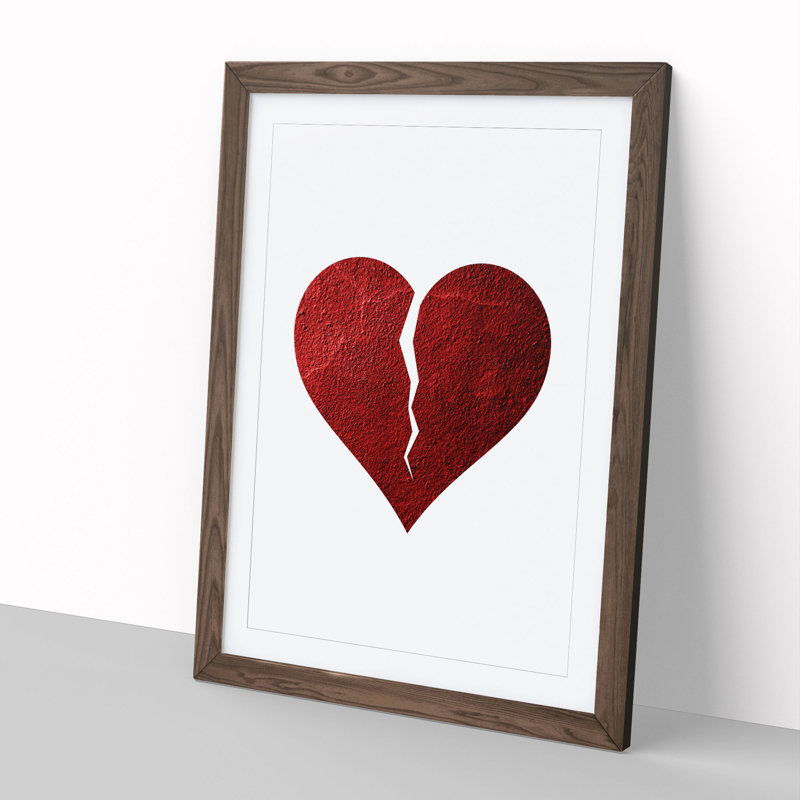 Broken Heart - Picture Frame Graphic Art, 48cm H x 36cm W x 2cm D, Walnut