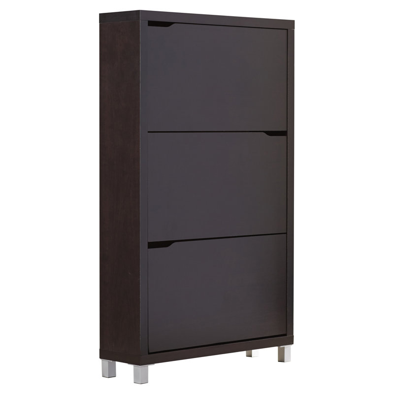 Simms 18 Pair Shoe Storage Cabinet, Dark Brown