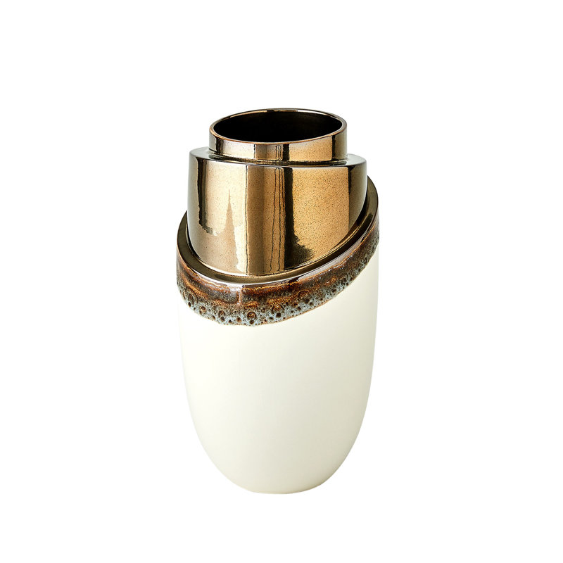 Vase incliné - Bronze réactif, H 12 po x l 6,5 po x P 6,5 po
