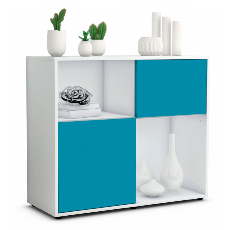 Ramsell 92 cm W Sideboard, White/Turquoise
