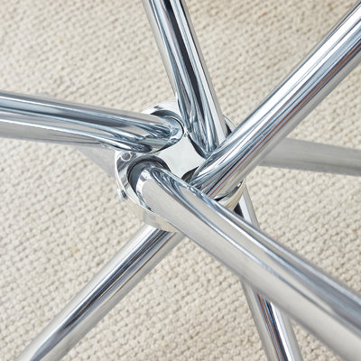 Round clear glass dining table with a unique shape for 4-6 people