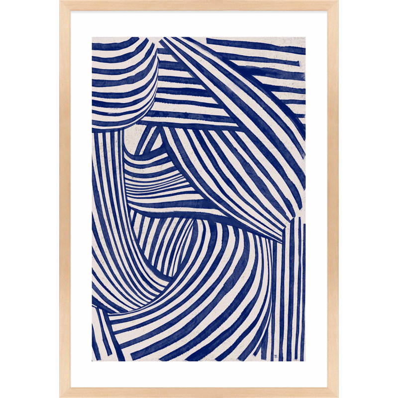 «Blue Waves 2» par Marco Marella pour Studio M - Art mural encadré, H 25 po x l 17,5 po x P 1,25 po, Cadre érable