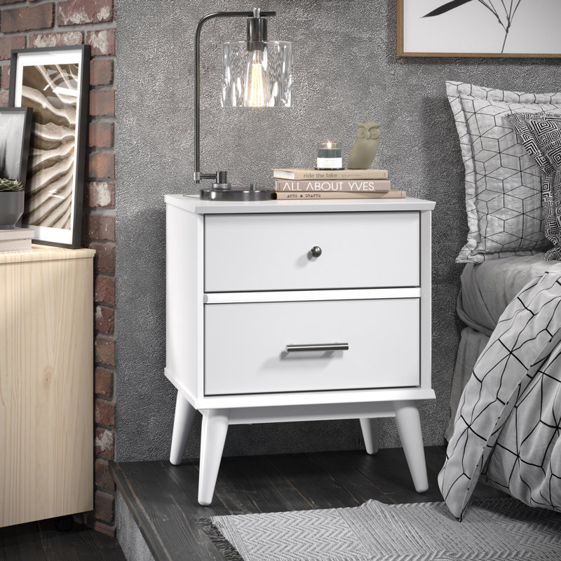 Caleesha 20'' W Solid Wood Nightstand, White