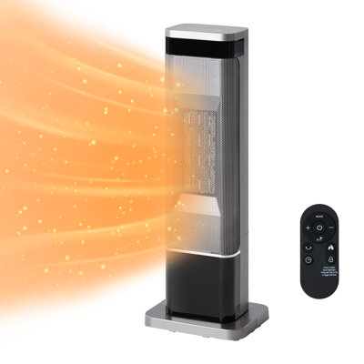 Space Heater For Indoor Use, 24Inch Portable Heater With Remote And Thermostat,3 Light Modes, 60°Oscillation, 12H Timer