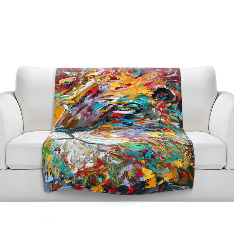 Couverture sherpa abstraite en douceur lion, l 51 po x L 60 po