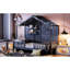 Lit simple Space House avec tablettes, gris, toit charmant pour un espace de chambre à coucher relaxant