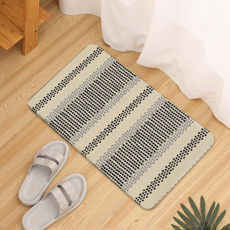 Ensemble de 2 tapis géométriques à motif géométrique pour la cuisine et le salon, beige et noir