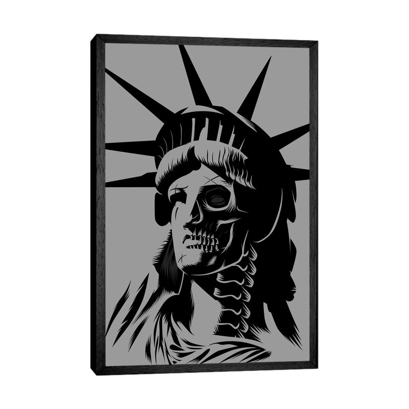 Statue Skull by Alberto Perez - Print on Canvas, 66.04cm H x 45.72cm W x 3.81cm D, Black Framed