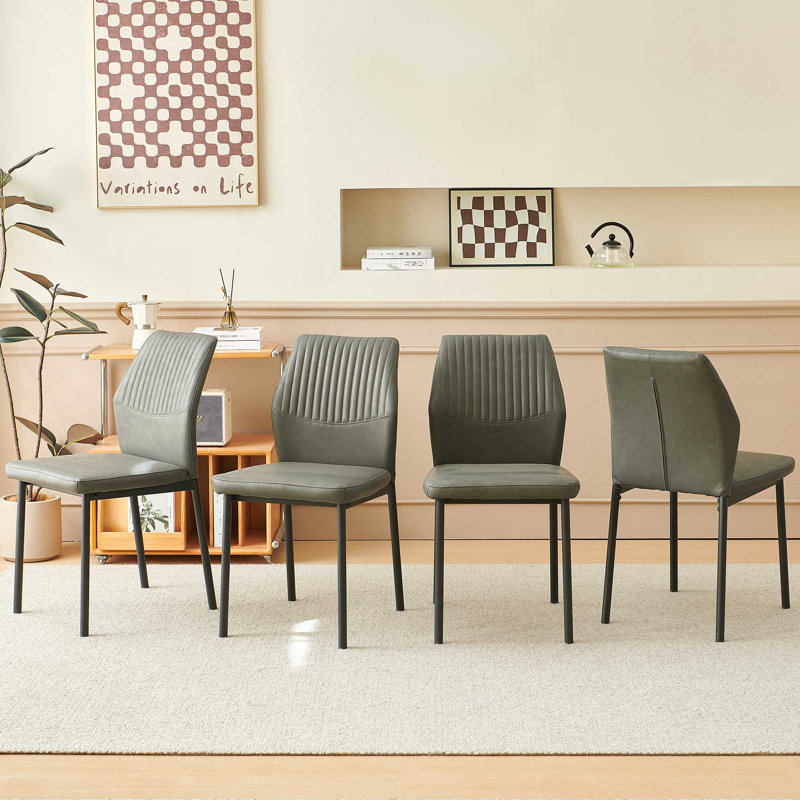 Chaise en cuir Eloise, Gris foncé