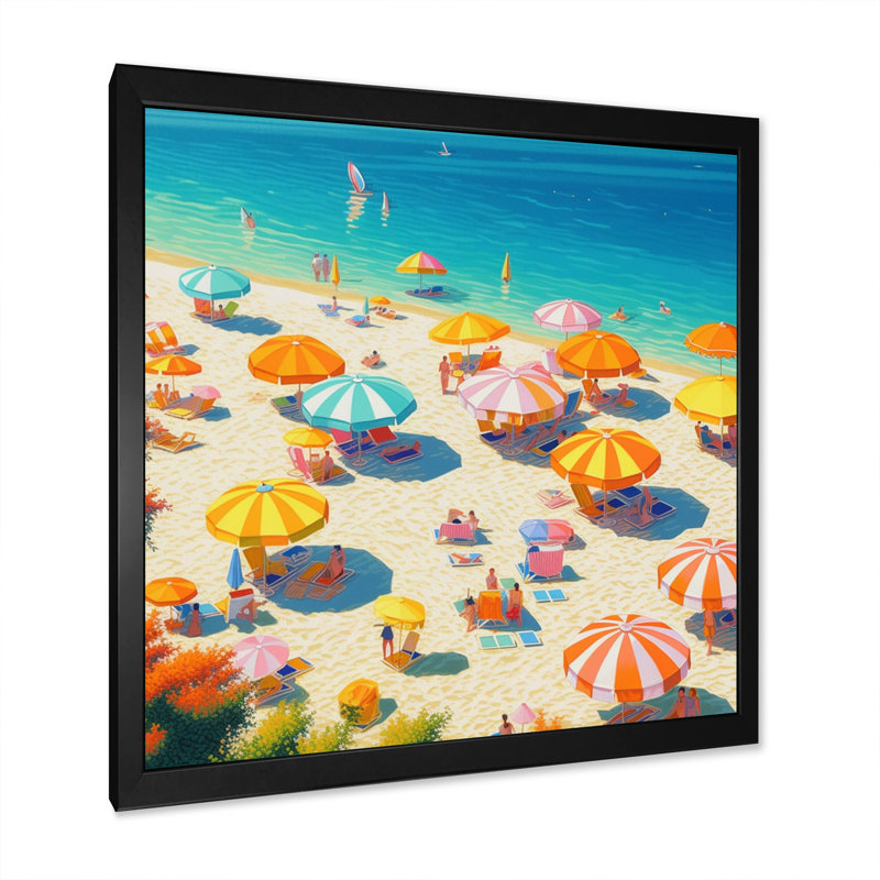 Flashback to Bright Day At The Beach sur impression sur toile, Cadre photo noir, H 24 po x l 24 po x P 1 po