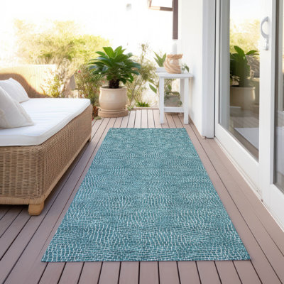 Tapis bleu sarcelle lavable intérieur / extérieur Riyala 
