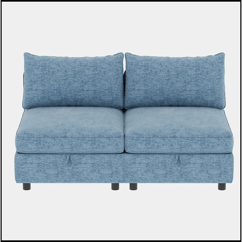 Canapé confortable de style Mid-Century moderne avec rangement pour les petits espaces et les salons, Bleu antique