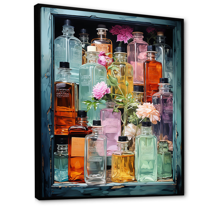 Toilette Elixir Of Beauty I - impression sur toile tendance, H 32 po x l 16 po x P 1 po, Cadre flottant noir