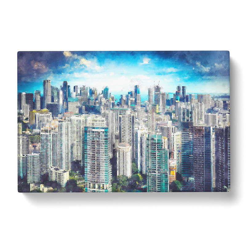 Singapore Skyline Painting - Wrapped Canvas Print, 40cm H x 60cm W x 3cm D
