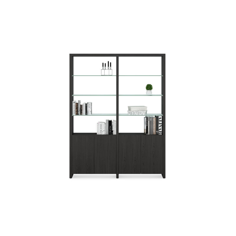 Linea Standard Bookcase, Charcoal Stained Ash, 2, 83.75" H x 65" W x 14" D