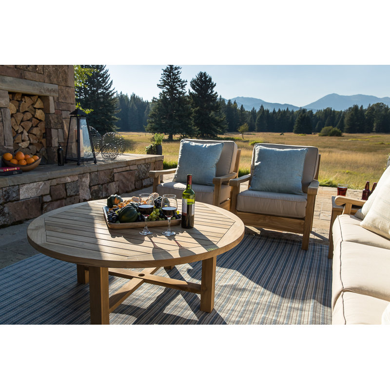 Lakewood Outdoor Round Teak Coffee Table, Natural