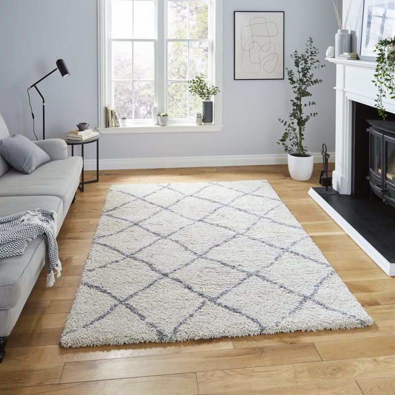 Handwoven Cream/Grey Rug, Rectangle 120cm x 170cm