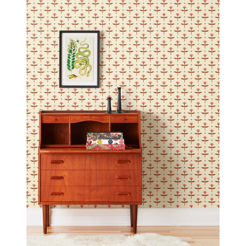 Zinnia Wallpaper | Traditional / Roll - 27" x 30', Parchment