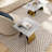 24 Inch White Tempered Glass End Table Set With Gold M-Shaped Base Set Of 2