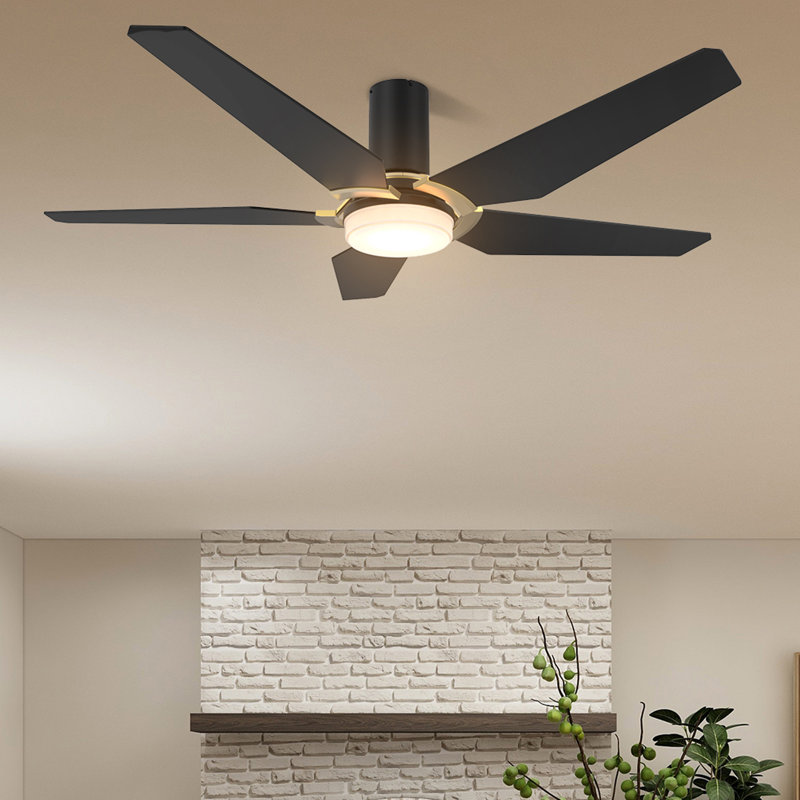 Ventilateur de plafond encastré 48 po à 5 pales avec lumière et télécommande