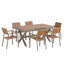 Ensemble de salle à manger extensible 7 pièces avec 6 chaises, idéal pour les repas de patio et les chaises longues-1808338886