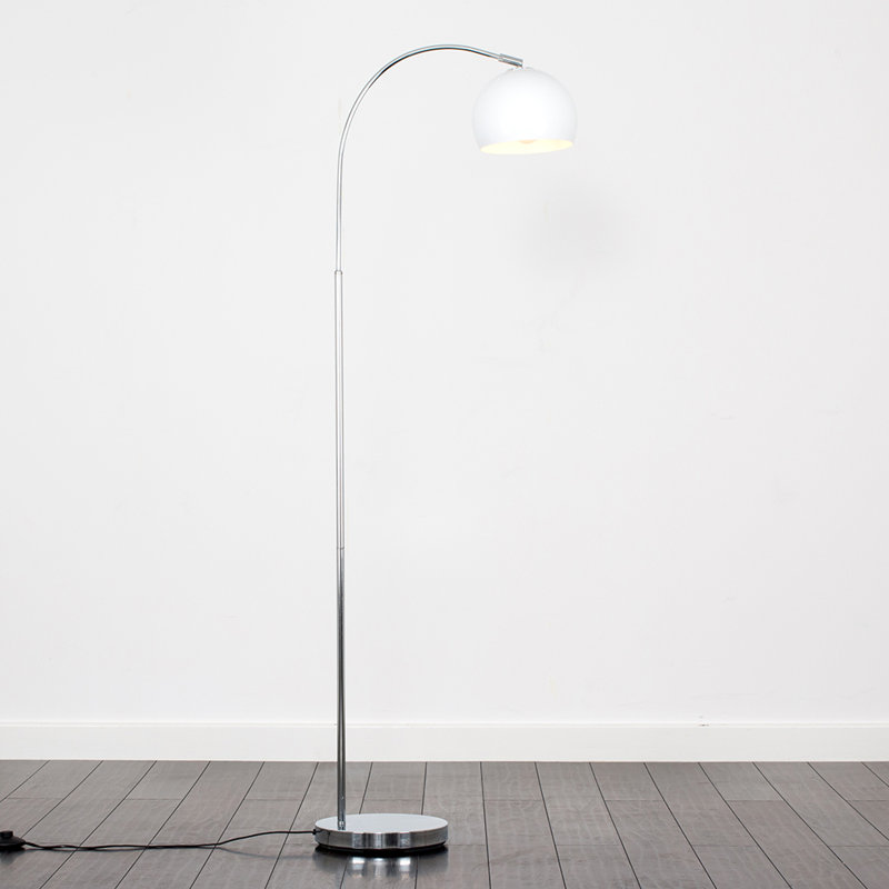 Derosier 152cm Arched Floor Lamp, White, Chrome
