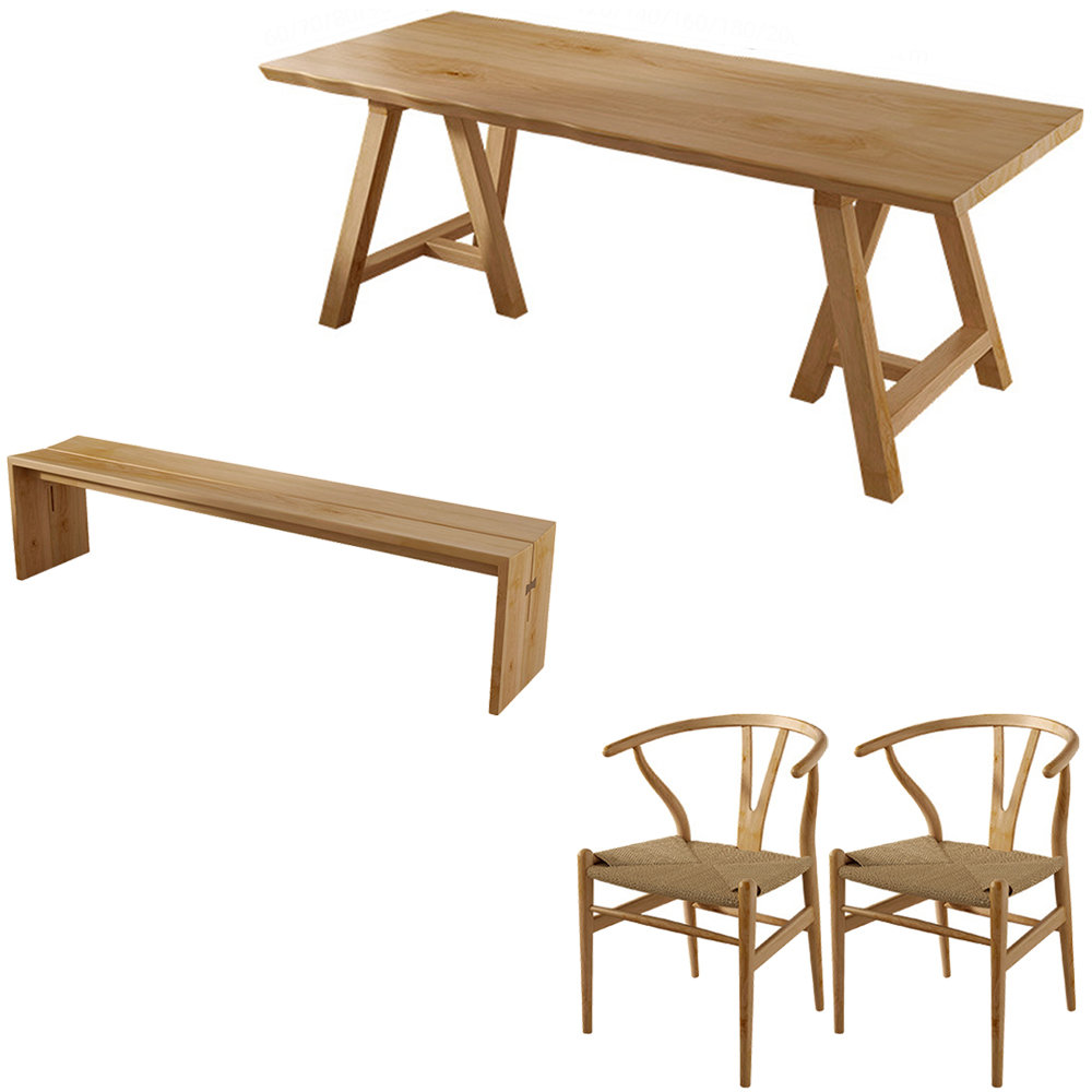 Waagy Modern simple pure solid wood dining table set | Wayfair