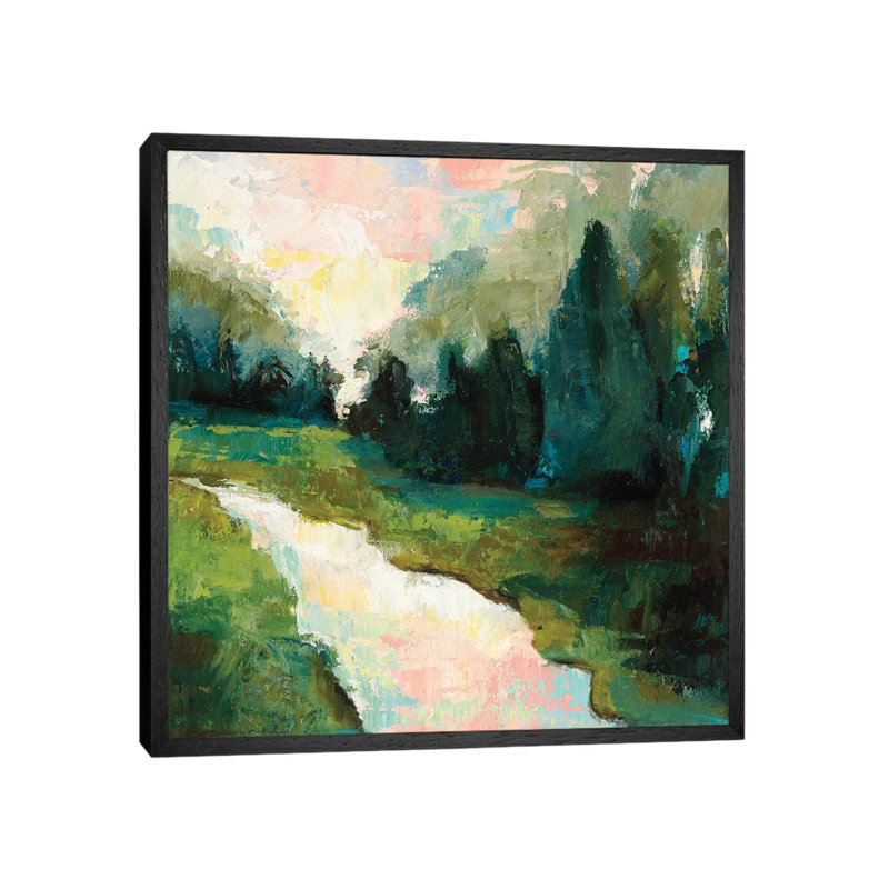 River Walk by Dane Shue - Painting on Canvas, 93.98 cm H x 93.98 cm W, Black Framed